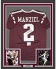 Framed Autographed/Signed Johnny Manziel 35x39 Texas A&M Maroon College Football Jersey PSA/DNA COA