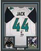 Framed Autographed/Signed Myles Jack 35x39 Jacksonville Retro White Football Jersey JSA COA