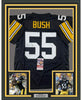 Framed Autographed/Signed Devin Bush 35x39 Pittsburgh Retro Black Football Jersey JSA COA