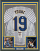 Framed Autographed/Signed Robin Yount HOF 97 35x39 Milwaukee Pinstripe Baseball Jersey JSA COA