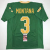 Autographed/Signed Joe Montana Notre Dame Green College Football Jersey JSA COA