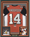 Framed Autographed/Signed Ken Anderson 35x39 Cincinnati Orange Football Jersey JSA COA