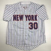 Autographed/Signed Michael Conforto New York NY Pinstripe Baseball Jersey JSA COA