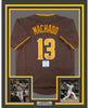 Framed Autographed/Signed Manny Machado 35x39 San Diego Brown Baseball Jersey Beckett BAS COA
