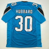 Autographed/Signed Chuba Hubbard Carolina Blue Football Jersey Beckett BAS COA