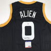 Autographed/Signed Muggsy Bogues Alien Space Jam Monstars Black Basketball Jersey PSA/DNA COA