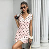 Women's Sleeveless V-Neck Mini Dress with Lace-Up Bow Detail by FitiqueFit