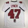 Autographed/Signed John Lynch Tampa Bay White Football Jersey JSA COA