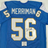 Autographed/Signed Shawne Merriman San Diego Powder Blue Football Jersey Beckett BAS COA by Hall of Fame Sports Memorabilia