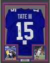Framed Autographed/Signed Golden Tate III 35x39 New York Blue Football Jersey PSA/DNA COA