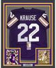 Framed Autographed/Signed Paul Krause HOF 98 35x39 Minnesota Purple Football Jersey JSA COA by Hall of Fame Sports Memorabilia