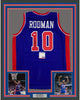 Framed Autographed/Signed Dennis Rodman 35x39 Detroit Blue Basketball Jersey PSA/DNA COA