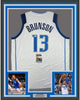 Framed Autographed/Signed Jalen Brunson 35x39 Dallas White Basketball Jersey JSA COA