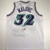 Autographed/Signed Karl Malone Utah White Basketball Jersey PSA/DNA COA