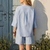 Women's V-Neck Top & High-Waist Wide-Leg Shorts Two-Piece Set by FitiqueFit