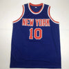 Autographed/Signed Walt Frazier New York Blue Basketball Jersey PSA/DNA COA by Hall of Fame Sports Memorabilia