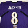 Autographed/Signed Lamar Jackson Baltimore Purple Football Jersey JSA COA