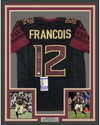 Framed Autographed/Signed Deondre Francois 35x39 Florida State Black College Football Jersey JSA COA