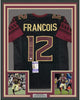 Framed Autographed/Signed Deondre Francois 35x39 Florida State Black College Football Jersey JSA COA