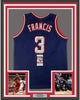 Framed Autographed/Signed Steve Francis 35x39 Houston Blue Basketball Jersey JSA COA