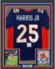 Framed Autographed/Signed Chris Harris Jr. 35x39 Denver Blue Football Jersey Beckett BAS COA