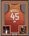 Framed Autographed/Signed Donovan Mitchell 35x39 Utah Orange Basketball Jersey PSA/DNA COA