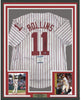 Framed Autographed/Signed Jimmy Rollins 35x39 Philadelphia Pinstripe Baseball Jersey Beckett BAS COA