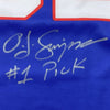 Framed Autographed/Signed OJ O.J. Simpson 35x39#1 Pick Buffalo Blue Football Jersey JSA COA