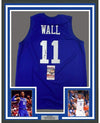 Framed Autographed/Signed John Wall 35x39 Kentucky Blue College Basketball Jersey JSA COA