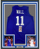 Framed Autographed/Signed John Wall 35x39 Kentucky Blue College Basketball Jersey JSA COA