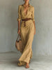 Women's Elegant Belted Irregular Ruffle Long Dress – Slim Waist by FitiqueFit