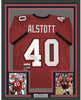 Framed Autographed/Signed Mike Alstott 35x39 Tampa Bay Red Football Jersey JSA COA