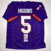 Autographed/Signed Tee Higgins Clemson Purple College Football Jersey JSA COA