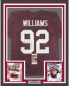 Framed Autographed/Signed Quinnen Williams 35x39 Alabama Red College Football Jersey JSA COA