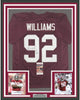 Framed Autographed/Signed Quinnen Williams 35x39 Alabama Red College Football Jersey JSA COA