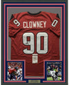 Framed Autographed/Signed Jadeveon Clowney 35x39 Houston Red Football Jersey JSA COA