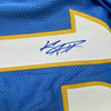 Framed Autographed/Signed Keenan Allen 35x39 Los Angeles LA Powder Blue Football Jersey Beckett BAS COA