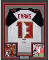 Framed Autographed/Signed Mike Evans 35x39 Tampa Bay White Football Jersey PSA/DNA COA