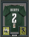 Framed Autographed/Signed Jalen Hurts 35x39 Philadelphia Green Football Jersey JSA COA