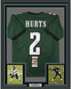 Framed Autographed/Signed Jalen Hurts 35x39 Philadelphia Green Football Jersey JSA COA