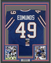 Framed Autographed/Signed Tremaine Edmunds 35x39 Buffalo Blue Football Jersey JSA COA