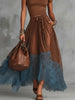 Short-Sleeve Top and Lace-Panel Midi Skirt Set by FitiqueFit