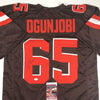 Autographed/Signed Larry Ogunjobi Cleveland Football Brown Jersey JSA COA