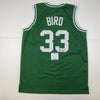 Autographed/Signed Larry Bird Boston Green Basketball Jersey Beckett BAS COA