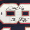 Framed Autographed/Signed Deion Branch 35x39 Super Bowl XXXIX MVP New England Blue Football Jersey Tristar COA