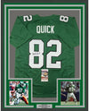 Framed Autographed/Signed Mike Quick 35x39 Philadelphia Kelly Green Football Jersey JSA COA