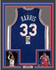 Framed Autographed/Signed Tobias Harris 35x39 Philadelphia Blue Basketball Jersey JSA COA