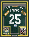 Framed Autographed/Signed Dorsey Levens 35x39 Green Bay Packers Green Football Jersey JSA COA