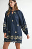 Embroidered Long Sleeve Peasant Mini Dress For Women – Embroidered Mini Dress, Long Sleeve Peasant Dress, Bohemian Dress, Casual Peasant Dress, Timeless Elegance Dress by Stevvex