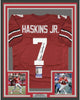 Framed Autographed/Signed Dwayne Haskins Jr. 35x39 Ohio State Red College Football Jersey JSA COA